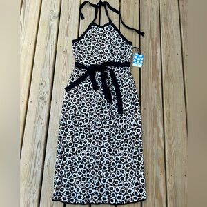 DVF Target Halter Poppy Midi Dress Neutral Knit Tie Neck Size XL NEW